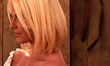 Blond Amateur Model Strips Naked in Barn for Photos