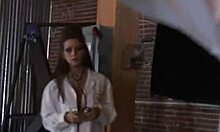 Naughty Brunette Fucks Zombie with Her Girlfriend