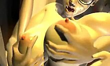 Pigtailed Brunette's Big Ass Wrecked By Dildo In 3D Porn