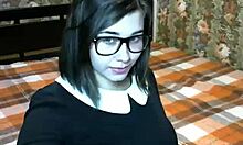 Glasses-Wearing Schoolgirl GF Sucking Big Dick on Webcam