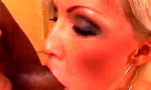 Blonde Beauty In Red Endures Intense Anal Gaping With Big Black Cock