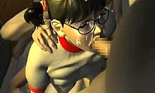 Pigtailed Brunette's Big Ass Wrecked By Dildo In 3D Porn