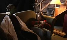 Naughty Brunette Fucks Zombie with Her Girlfriend