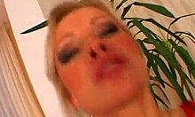 Blonde Beauty In Red Endures Intense Anal Gaping With Big Black Cock