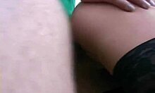 Redhead in black stockings picked up for furious outdoor blowjob and doggystyle.