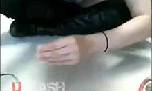 Tall boots brunette shamelessly plays with toys in public. Her solo webcam show stuns at the office.