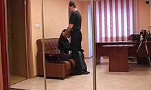 Stunning russian brunette face-fucked while fully clothed