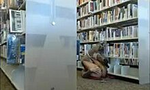 Slutty girlfriend crawling half-naked among bookshelves!