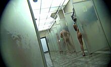 Hidden cam shows chubby girlfriend showering naked
