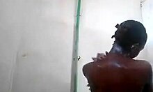 Ebony girlfriend playfully teases hidden camera in bathroom 😉