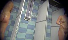 perky booty brunette girlfriend caught showering on cam