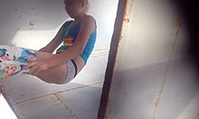 blonde in black panties finally strips naked on hidden cam