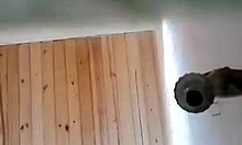 Ebony girlfriend playfully teases hidden camera in bathroom 😉