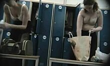 Fat amateur caught changing in locker room on hidden cam voyeur clip.