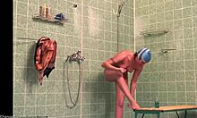 slim gf strips naked in the shower for hidden cam