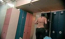 Slim babes strip in changing room