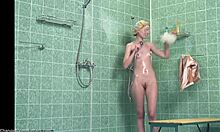 wow, leggy teen strips wet in shower on hidden cam! 😲