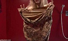 Wow, look at this slim blonde in black lingerie!