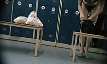 Curvy brunette with round booty caught on hidden cam in changing room.