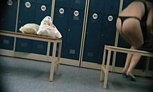 Curvy brunette with round booty caught on hidden cam in changing room.