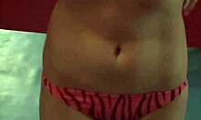 Impressive solo video of dark-haired teen in dressing room