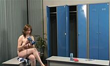 big-breasted babe shows her thick ass in the dressing room