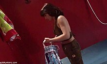 Wow, short-haired beauty looks stunning in black panties today!