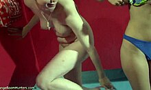 Watch These Sexy Girlfriends Strip Each Other Naked! Brunette And Blonde In Bikinis And Panties Teasing The Voyeur.