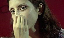 pale brunette strips down in dressing room, wow! 😍