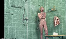 wow, leggy teen strips wet in shower on hidden cam! 😲