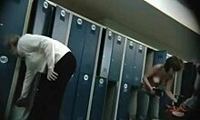 slim babe in red bra briefly flashes juicy pussy