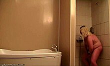 Fat Blonde Flaunts Her Curves in Steamy Shower Scene