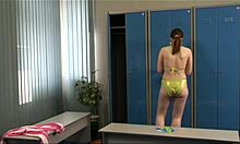 dark-haired chick with great breasts boldly exposes her pussy on hidden cam