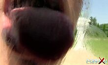 Hot Brunette Girl By The Pool Spits On Camera While Undressing