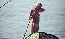 that blond-haired beauty swimming naked at the beach, so relaxing