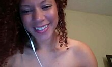 Curly-haired ebony gf explodes in solo orgasm