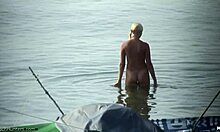 that blond-haired beauty swimming naked at the beach, so relaxing