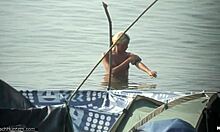 that blond-haired beauty swimming naked at the beach, so relaxing