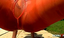 Hot Brunette Girl By The Pool Spits On Camera While Undressing