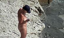 Scrawny Blonde Smoking And Looking Hot On A Nudist Beach