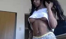 ebony girlfriend in white panties intensely masturbates on webcam