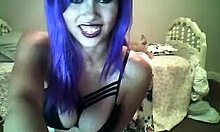 Purple-Haired Teen Masturbates!