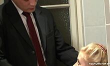 Blonde Slut Fucked on Toilet with Piss Fetish