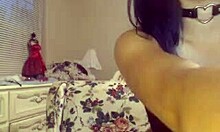 Collar-Wearing Teen 18+ Camgirl Masturbates with Big Natural Tits