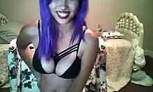 Purple-Haired Teen Masturbates!