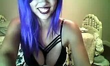 Purple-Haired Teen Masturbates!