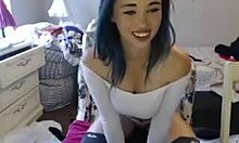 Teen 18+ dildos her big natural tits on webcam