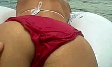 Perfect girl with great ass enjoying in the water, teasing her big tits?