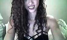 Frizzy hair camgirl shows her tight teen body on webcam