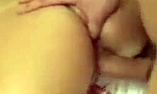 Blonde with awful hairdo receives interracial creampie after blowjob and handjob